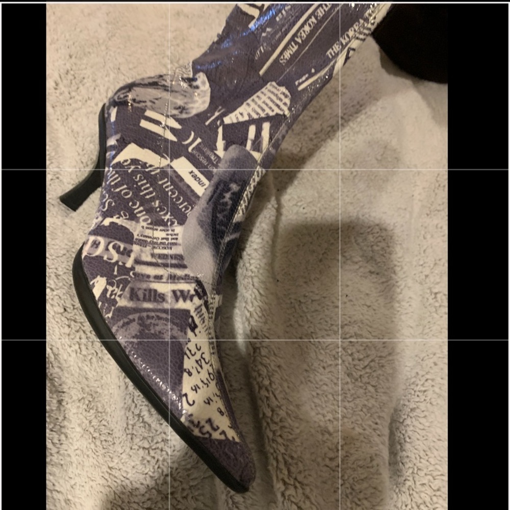 Elle Newspaper Print Ladies Boots